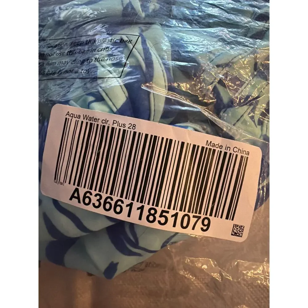 Susan Graver Soleil One Shoulder Swimsuit with Self Trim aqua water sz 28